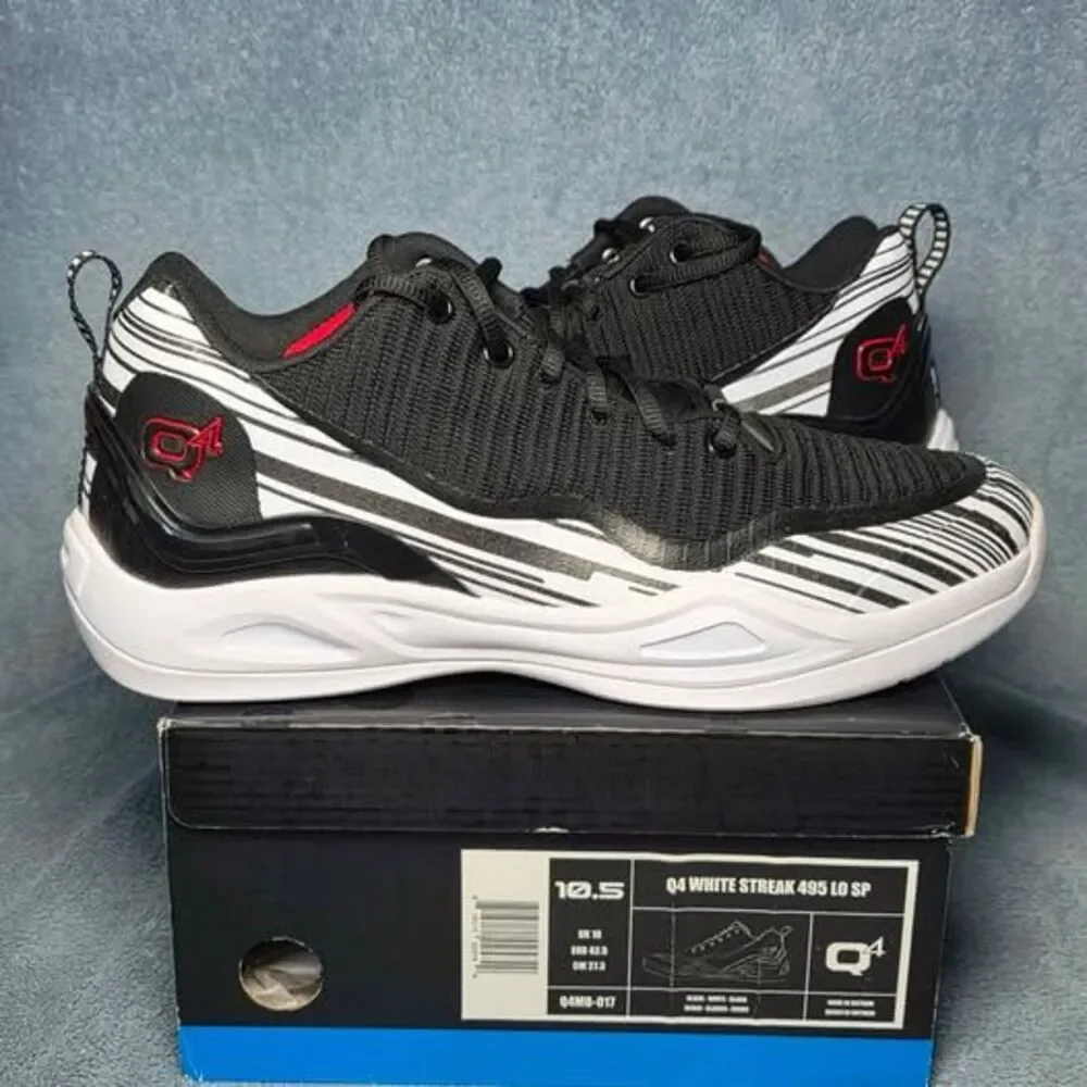 Q4 White Streak 495 LO SP Black/White Basketball Shoes Mens Size 10.5